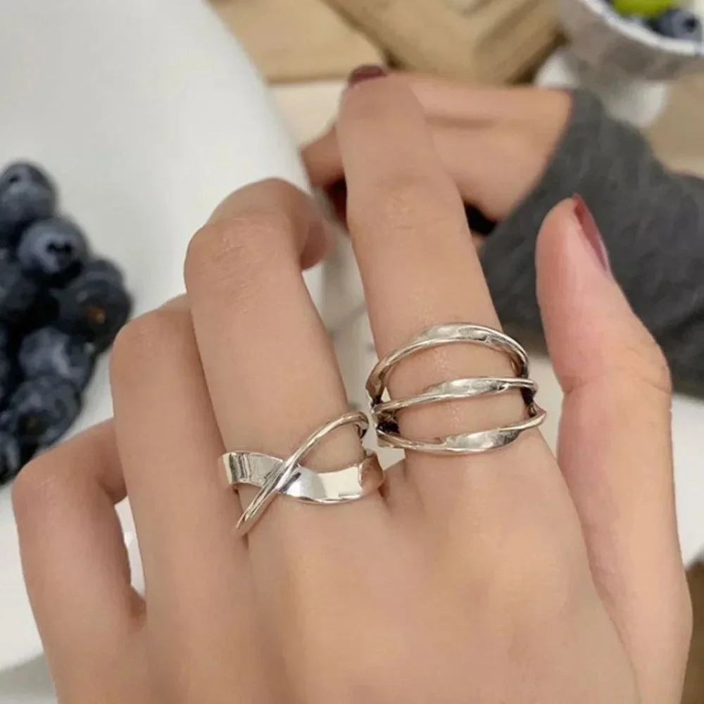 Minimalist 925 Sterling Silver Multi Layer Twist Wrap Ring Stackable Dainty Ring